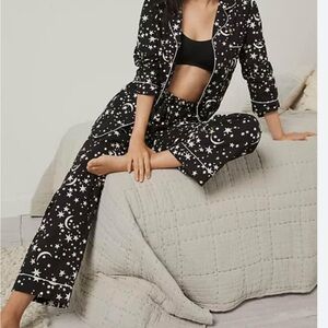 Anthropologie Black Celestial Pajama Set